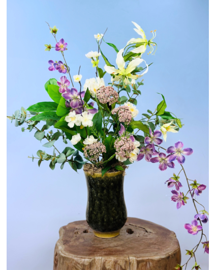 Zijdenbloemen boeket "Drika's garden" incl. vaas | 70cm