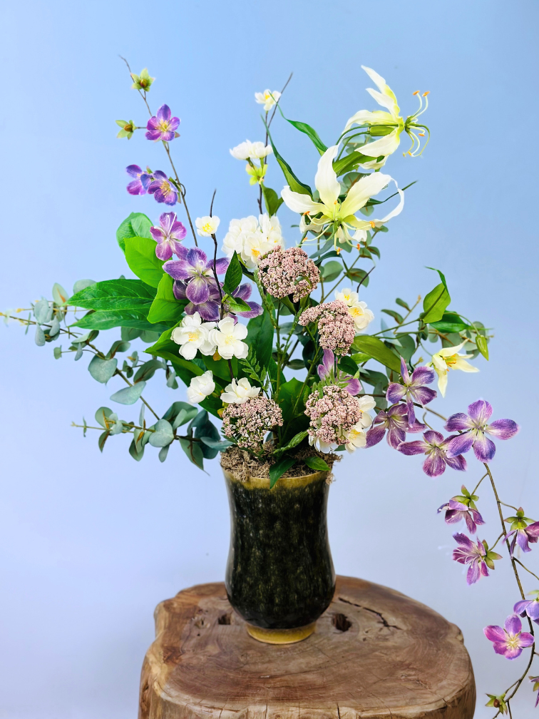 Zijdenbloemen boeket "Drika's garden" incl. vaas | 70cm