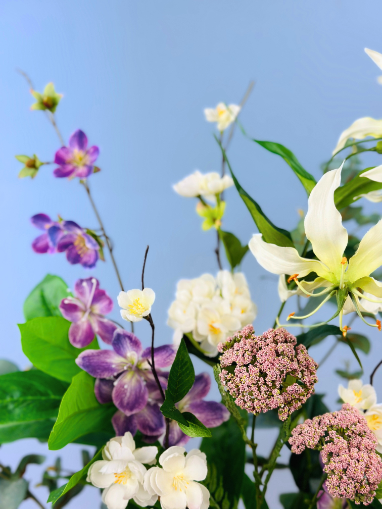 Zijdenbloemen boeket "Drika's garden" incl. vaas | 70cm