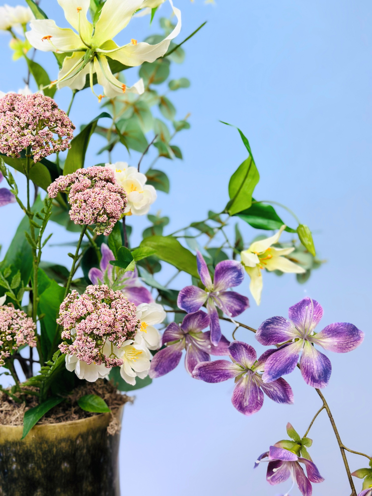 Zijdenbloemen boeket "Drika's garden" incl. vaas | 70cm