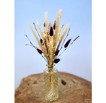 Droogbloemen boeket "Herfstzoen" mini incl. vaas | 25cm