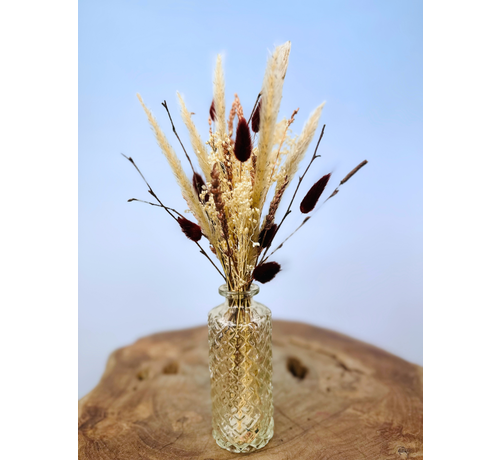 Droogbloemen boeket "Herfstzoen" mini incl. vaas | 25cm