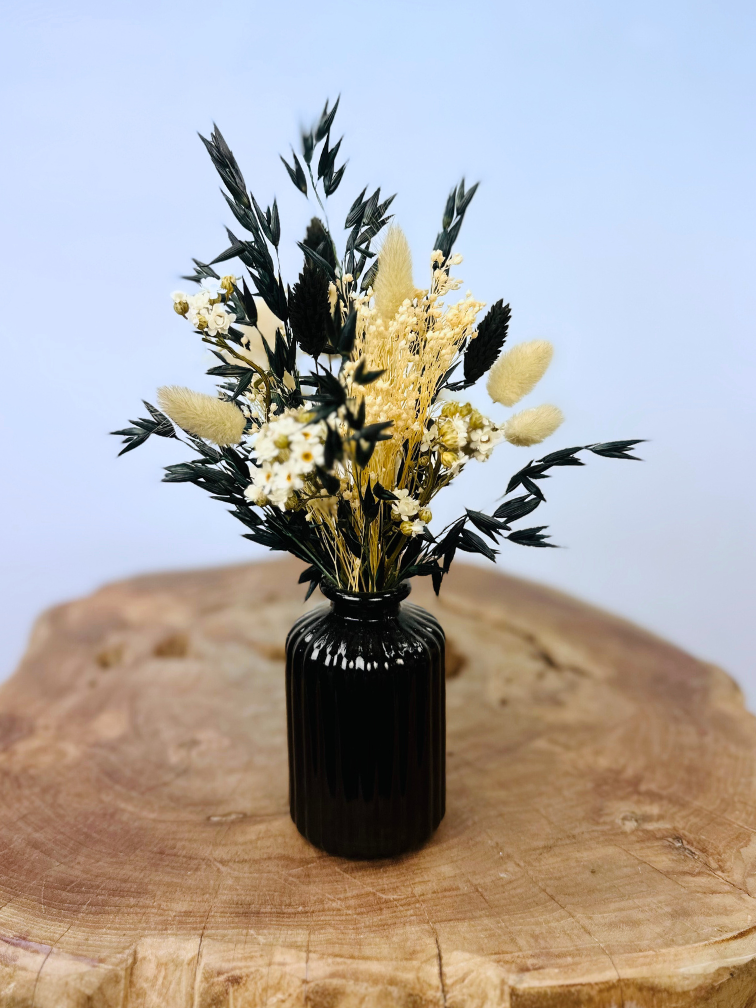 Droogbloemen boeket "Midnight Bloom" incl. vaasje