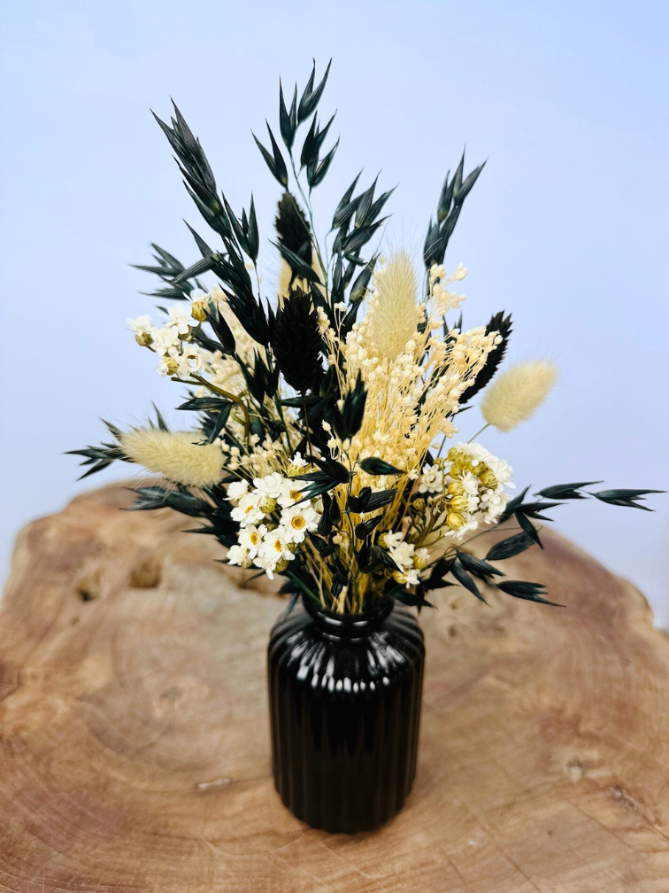 Droogbloemen boeket "Midnight Bloom" incl. vaasje