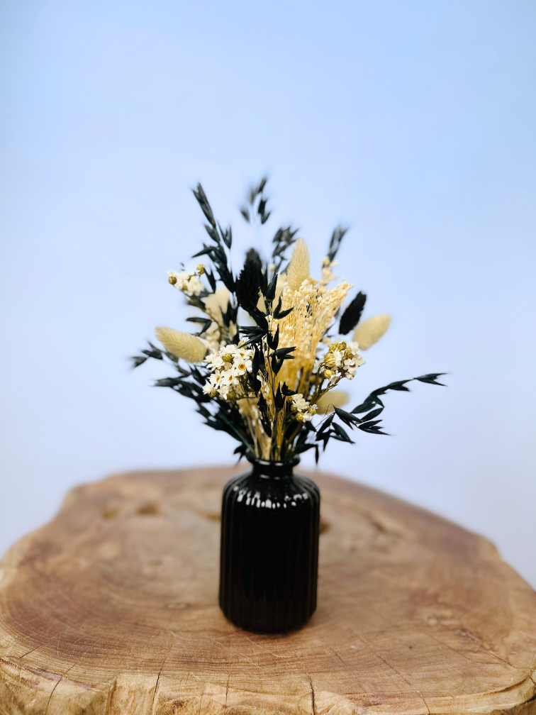 Droogbloemen boeket "Midnight Bloom" incl. vaasje
