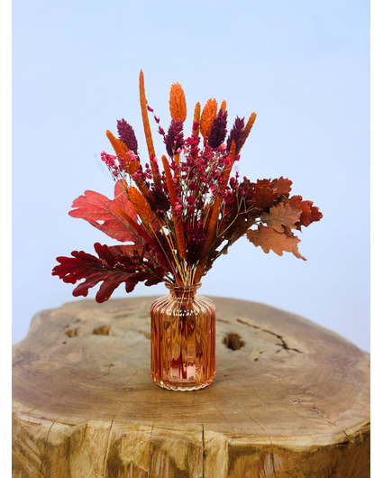 Droogbloemen boeket "Orange Glow" incl. vaasje
