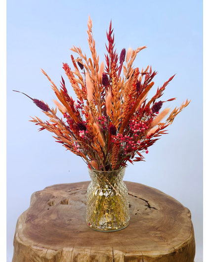 Droogbloemen boeket "Sweet Kiss" | 30cm - inclusief vaas