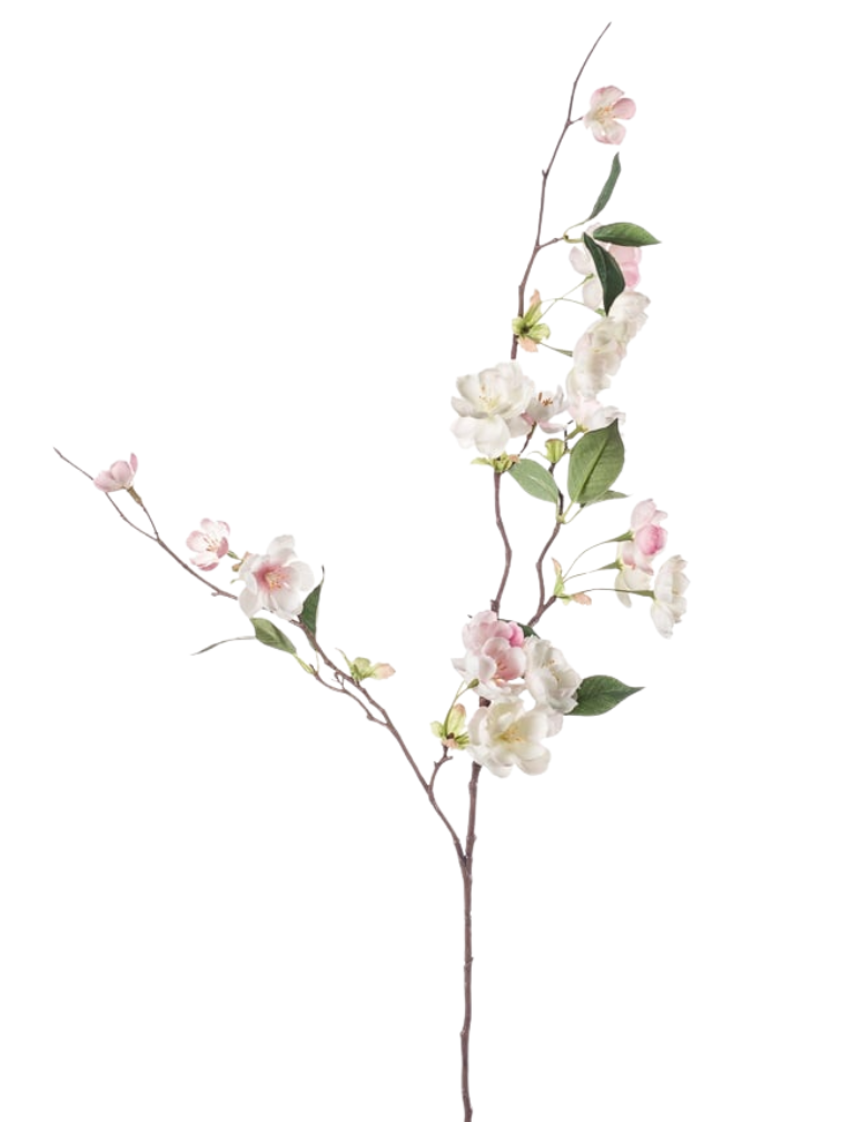 Zijden bloem "Peach Blossom" cream / light pink | 80 cm