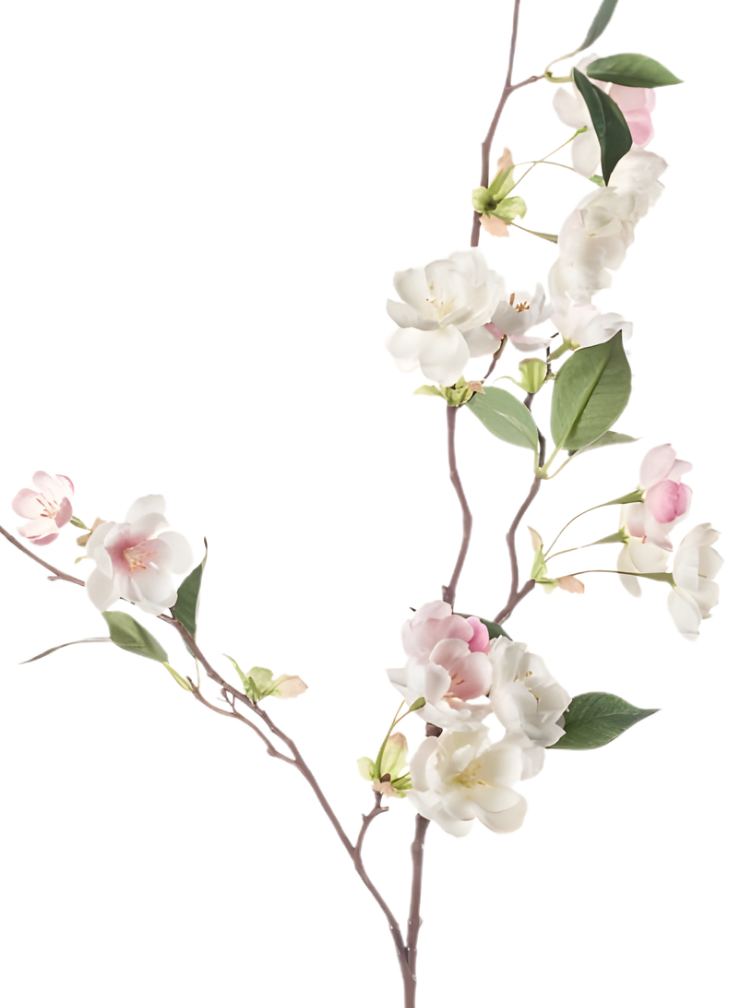 Zijden bloem "Peach Blossom" cream / light pink | 80 cm