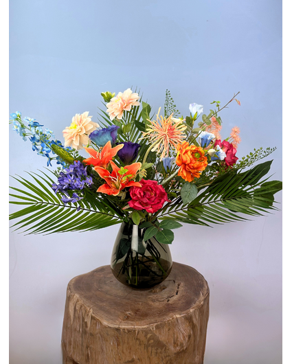 Combideal | Zijden boeket "Luminous Colors"  incl. vaas