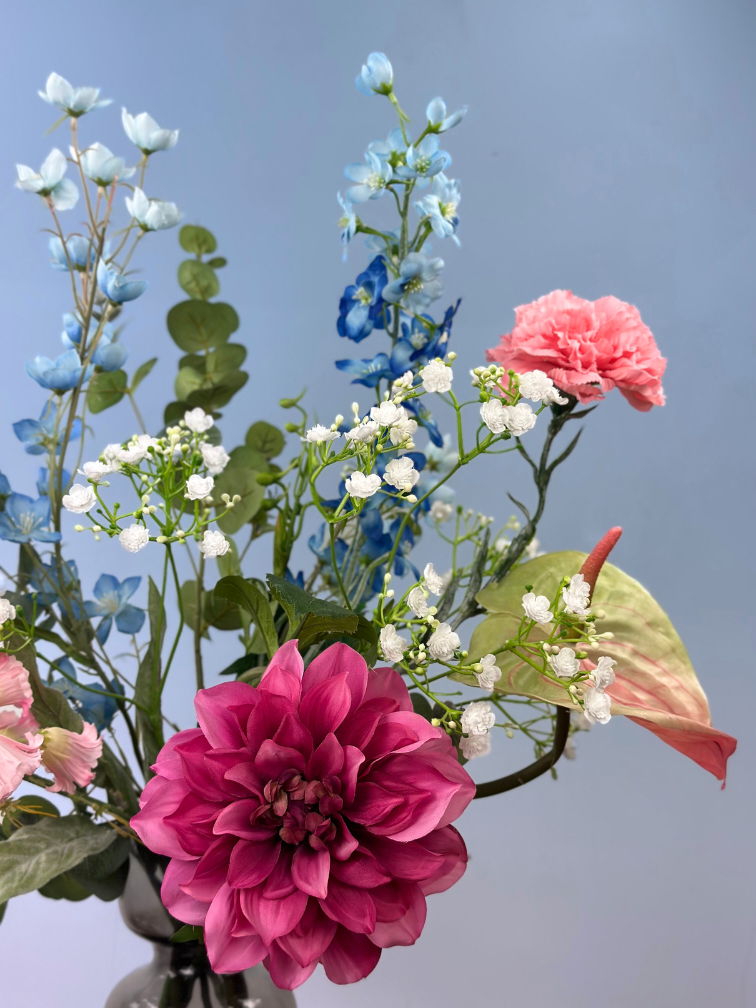 Zijden boeket "Zang van Arwen" - incl. vaas