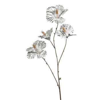 Zijden bloem "Hibiscus" silver | 86 cm