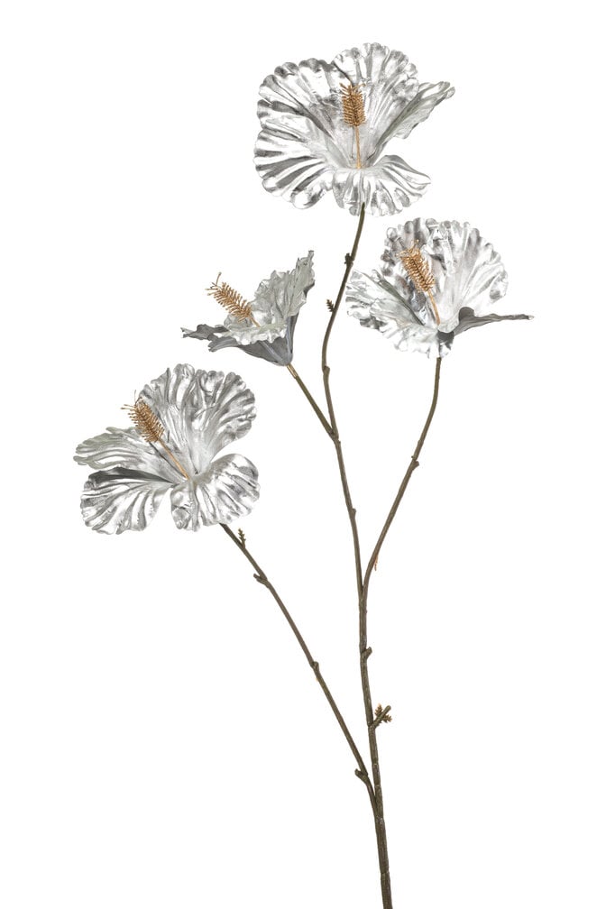 Zijden bloem "Hibiscus" silver | 86 cm