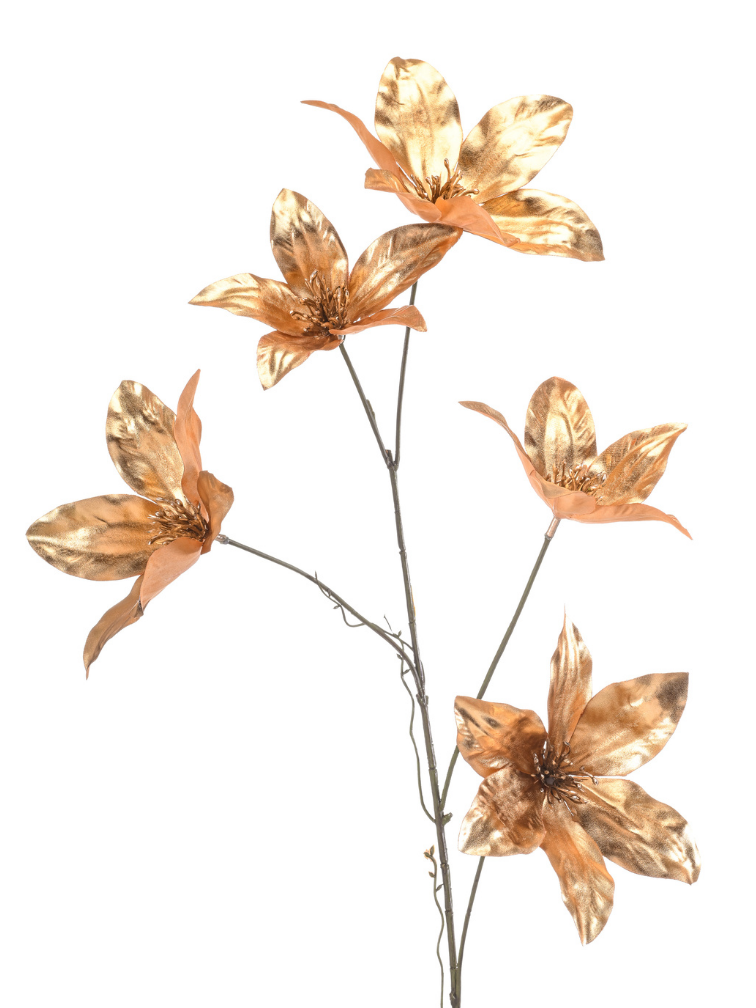 Zijden bloem "Clematis" Gold | 77 cm