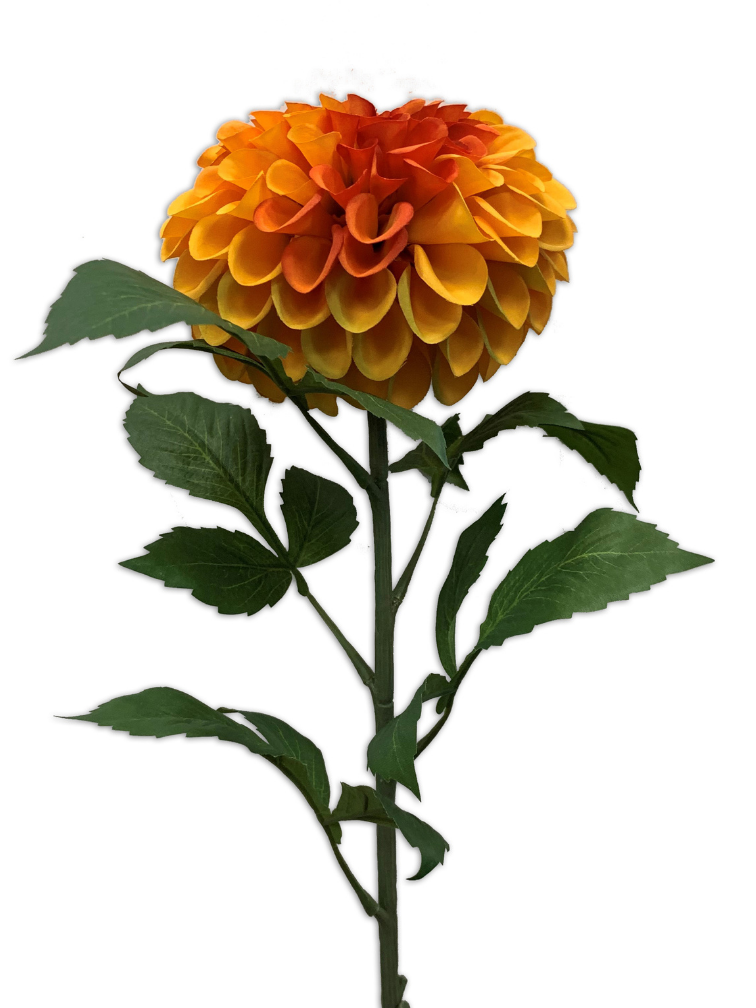 Zijden bloem "Dahlia" Pompom orange | 74 cm