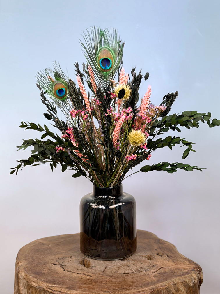 Droogbloemen boeket "Jungle Fever" - inclusief vaas | 50cm