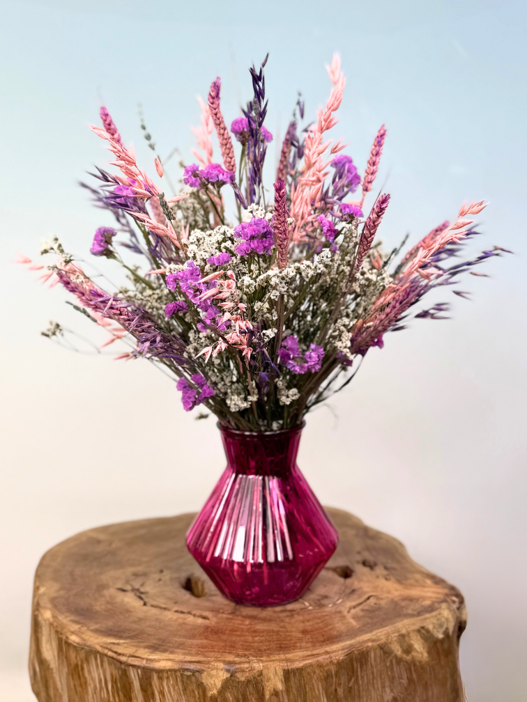 Droogbloemen boeket "Purple Crush" incl. vaas | 30 cm