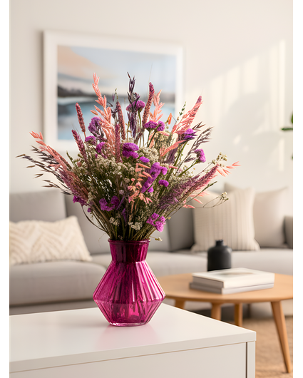 Droogboeket "Purple Crush" incl. vaas | 30 cm