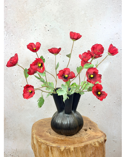 Zijdenboeket "Poppy Field" incl. zwarte vaas
