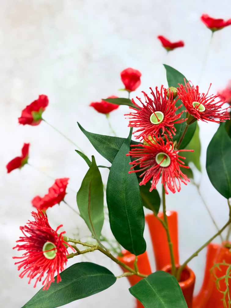 Zijden boeket "Flaming Love" - incl. oranje tulpenvaas | 60cm