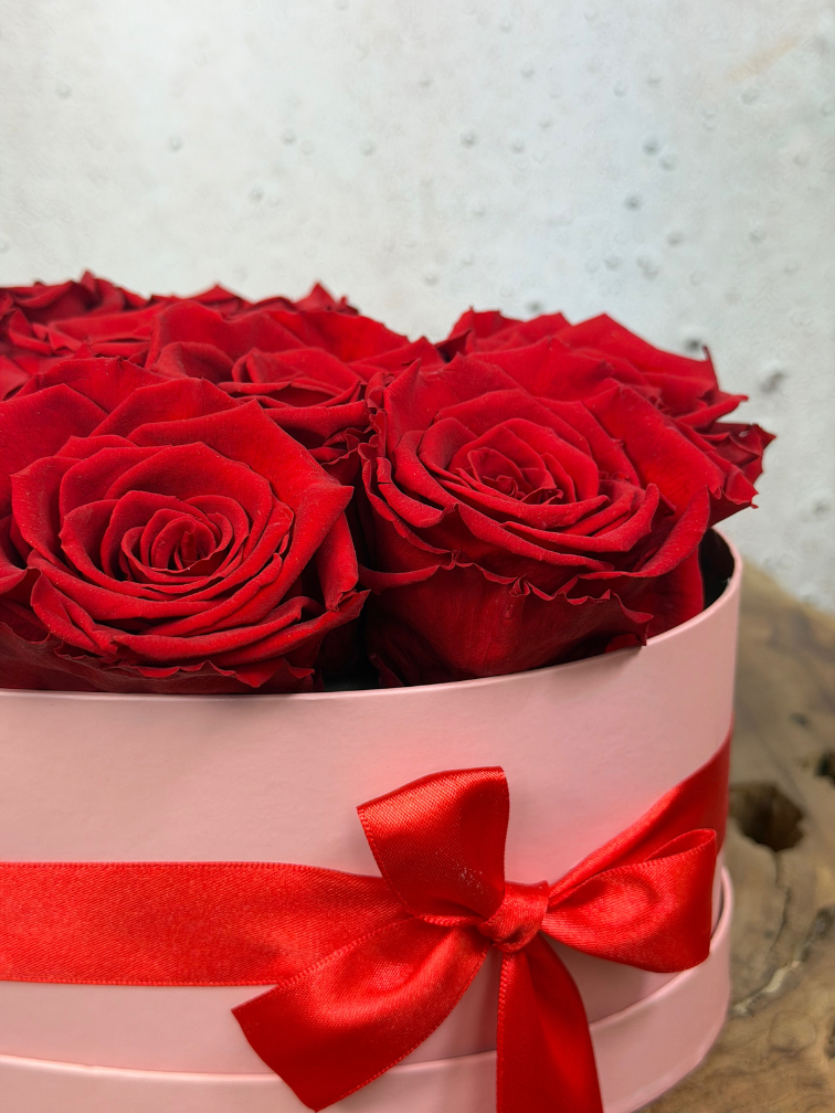 Longlife Rozenbox 'hart' (9 stuks rozen)