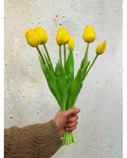 Kunst tulpen M - geel | 7 stuks