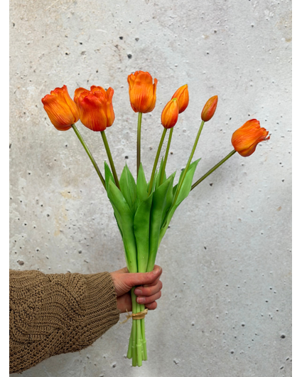 Kunst papegaai tulpen - oranje | 7 stuks