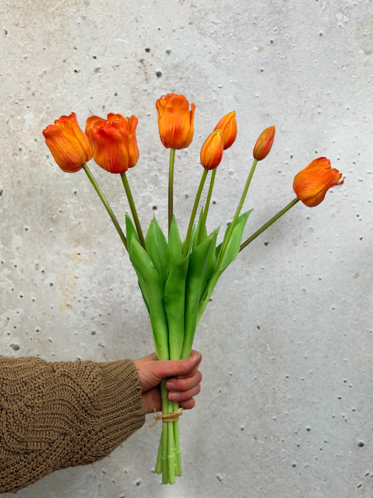 Kunst papegaai tulpen - oranje | 7 stuks