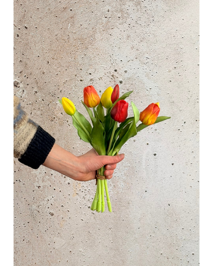Kunst tulpen - kleurenmix  geel&rood | 7 stuks
