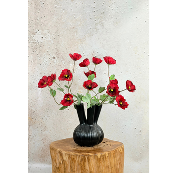 Zijden boeket "Poppy Field" incl. zwarte vaas