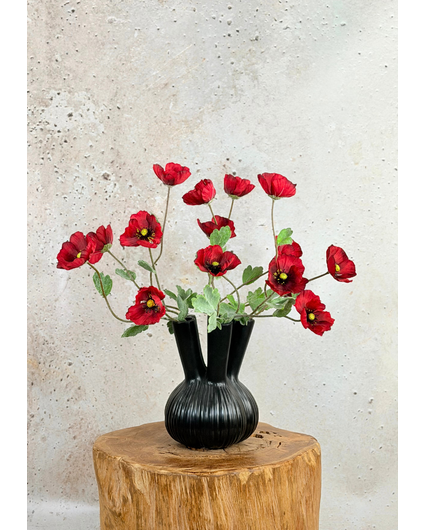 Zijden boeket "Poppy Field" incl. zwarte vaas
