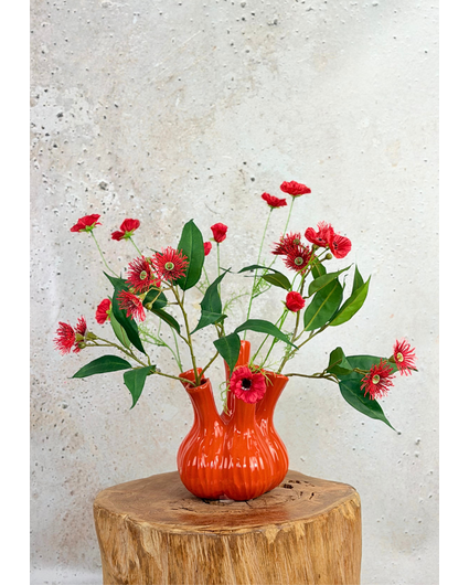 Zijden boeket "Flaming Love" - incl. oranje tulpenvaas | 60cm