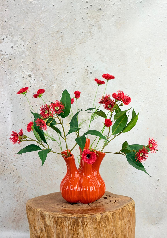 Zijden boeket "Flaming Love" - incl. oranje tulpenvaas | 60cm