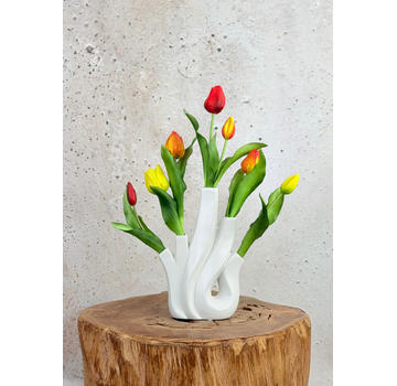 Kunst tulpen - kleurenmix  geel&rood | 7 stuks