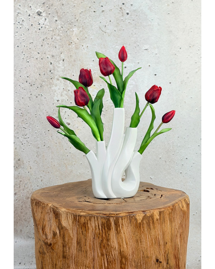 Kunst tulpen - donkerrood | 7 stuks