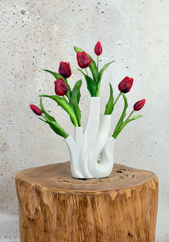 Kunst tulpen - donkerrood | 7 stuks