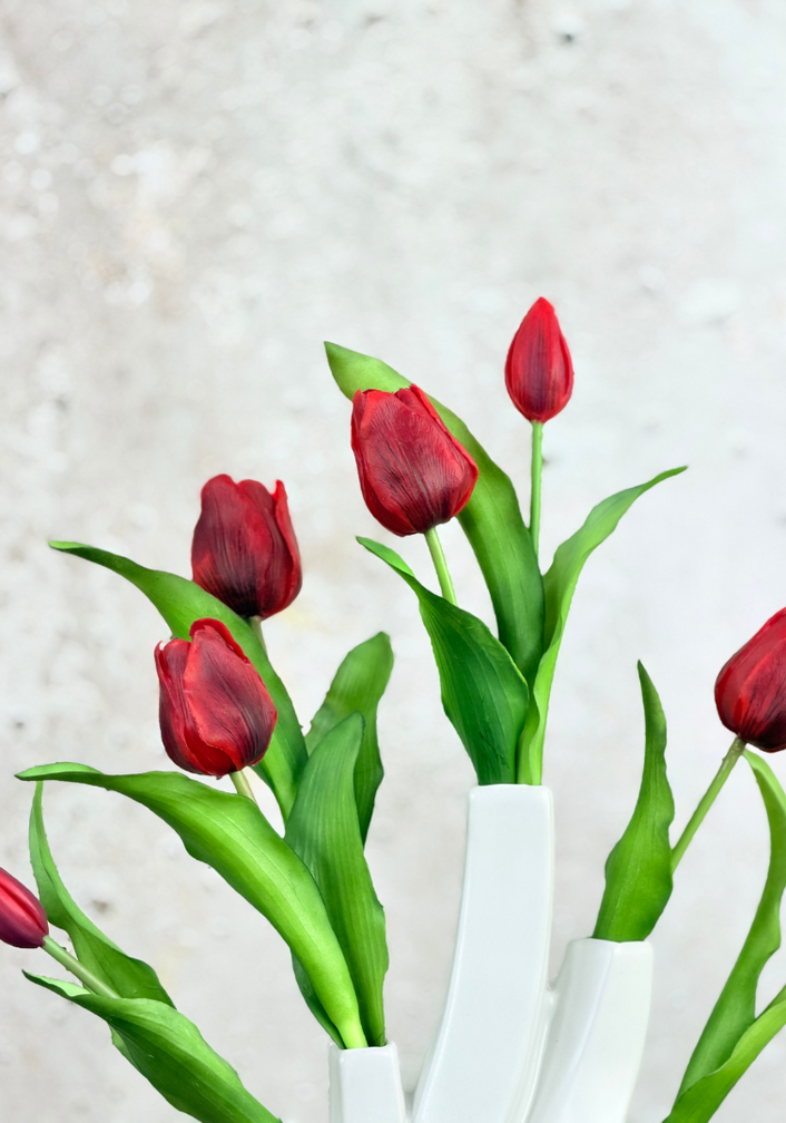 Kunst tulpen - donkerrood | 7 stuks