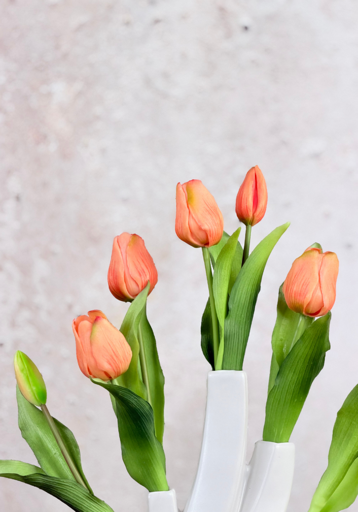 Kunst tulpen - zalm | 7 stuks