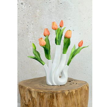 Kunst tulpen - zalm | 7 stuks