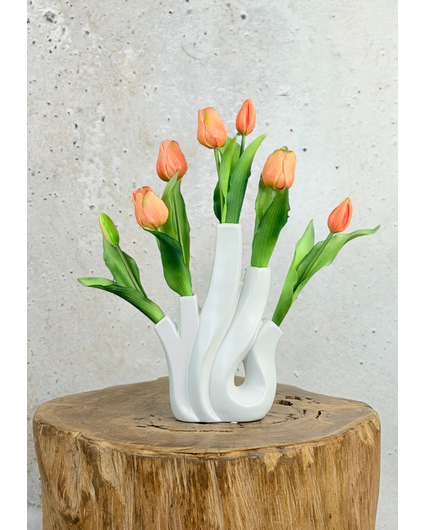 Kunst tulpen - zalm | 7 stuks