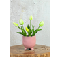 Kunst Tulpen - wit (incl. roze pot) | 30cm