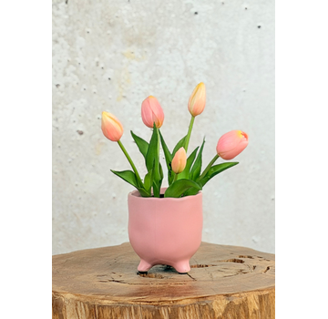 Kunst Tulpen - roze (incl.  roze pot) | 30cm