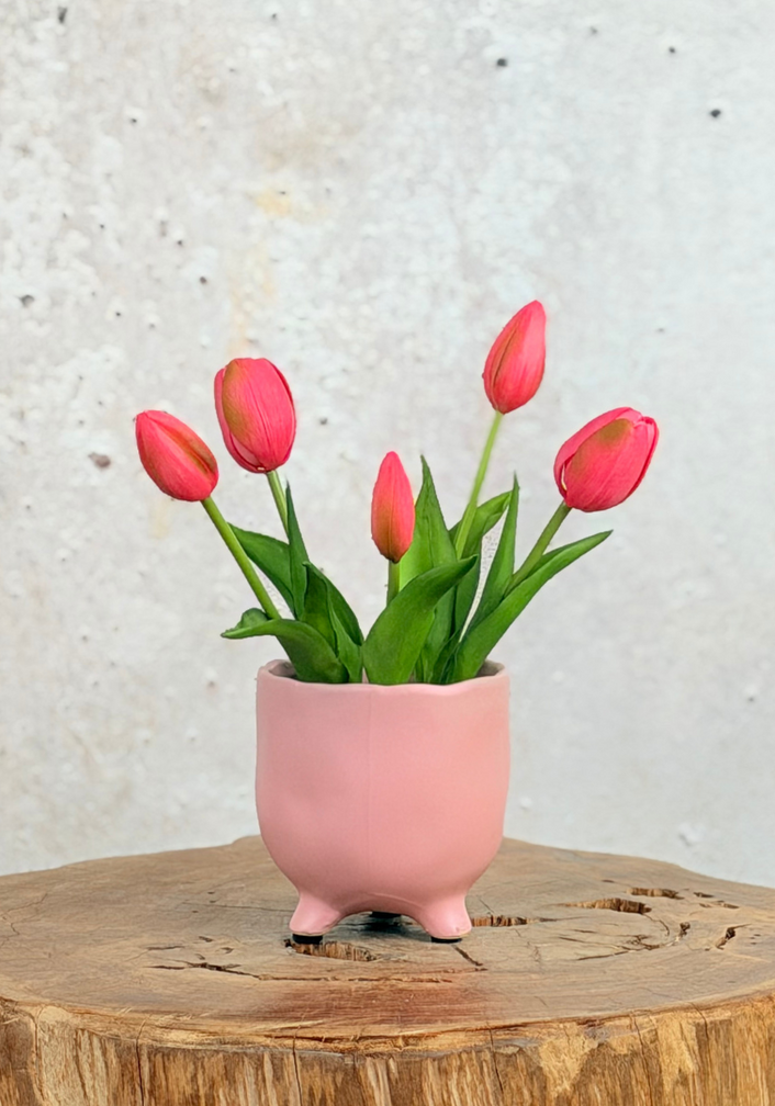 Kunst Tulpen - fuchsia (incl. roze pot) | 30cm