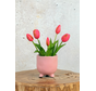 Kunst Tulpen - fuchsia (incl. roze pot) | 30cm