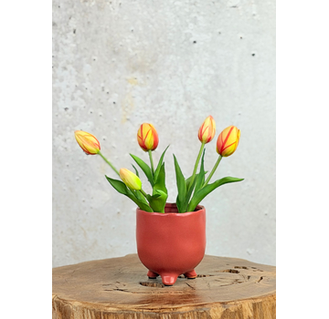 Kunst Tulpen - oranje (incl. terracotta pot) | 30cm