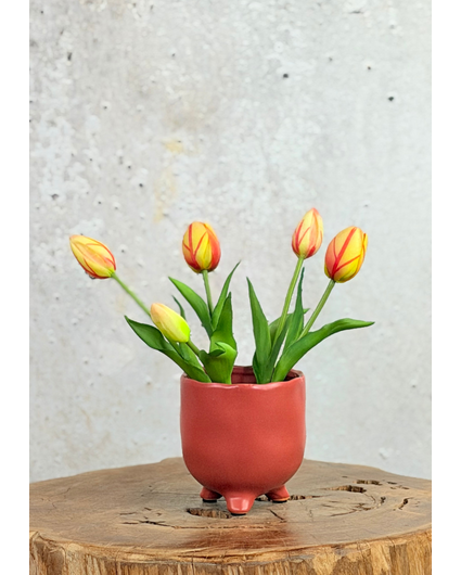 Kunst Tulpen - oranje (incl. terracotta pot) | 30cm