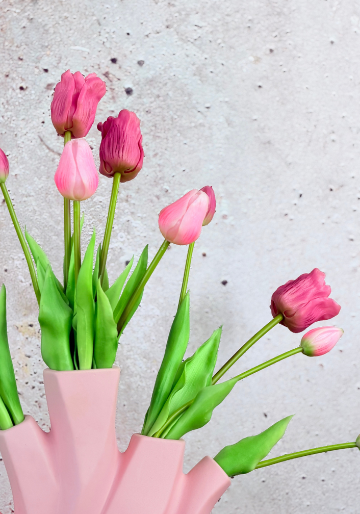 Kunstboeket "Tulpen uit Amsterdam" - incl. roze vaas | 50cm