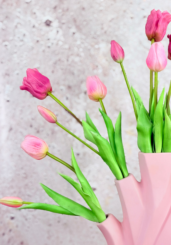 Kunstboeket "Tulpen uit Amsterdam" - incl. roze vaas | 50cm