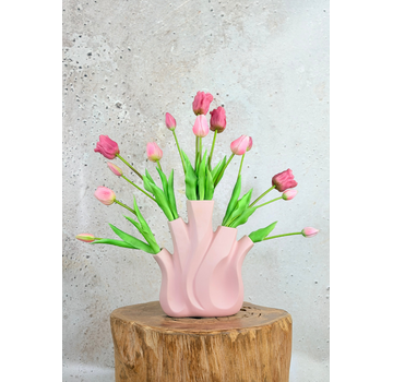 Kunstboeket "Tulpen uit Amsterdam" - incl. roze vaas | 50cm