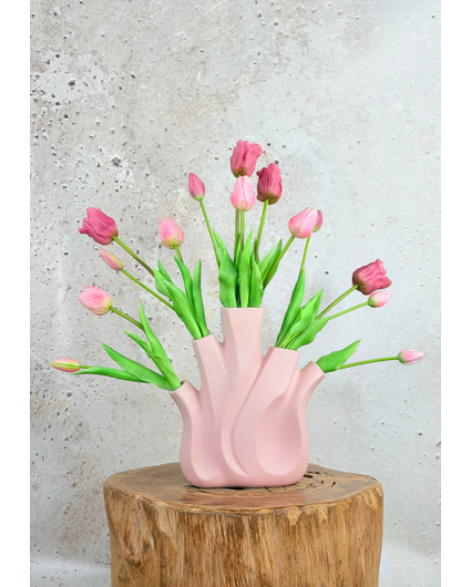 Kunstboeket "Tulpen uit Amsterdam" - incl. roze vaas | 50cm